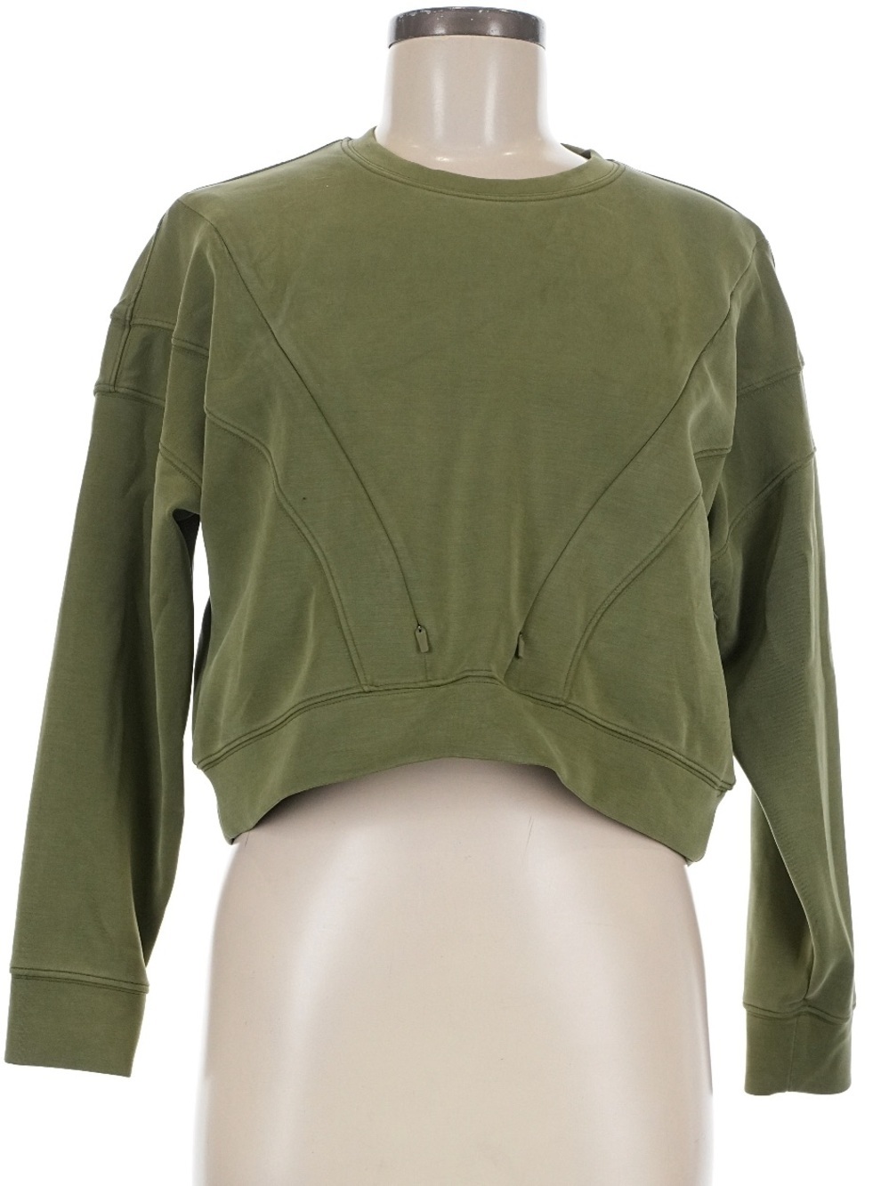 Sweat & Milk Cropped Olive Green Sweatshirt zippers 4 easy access nursing mommas